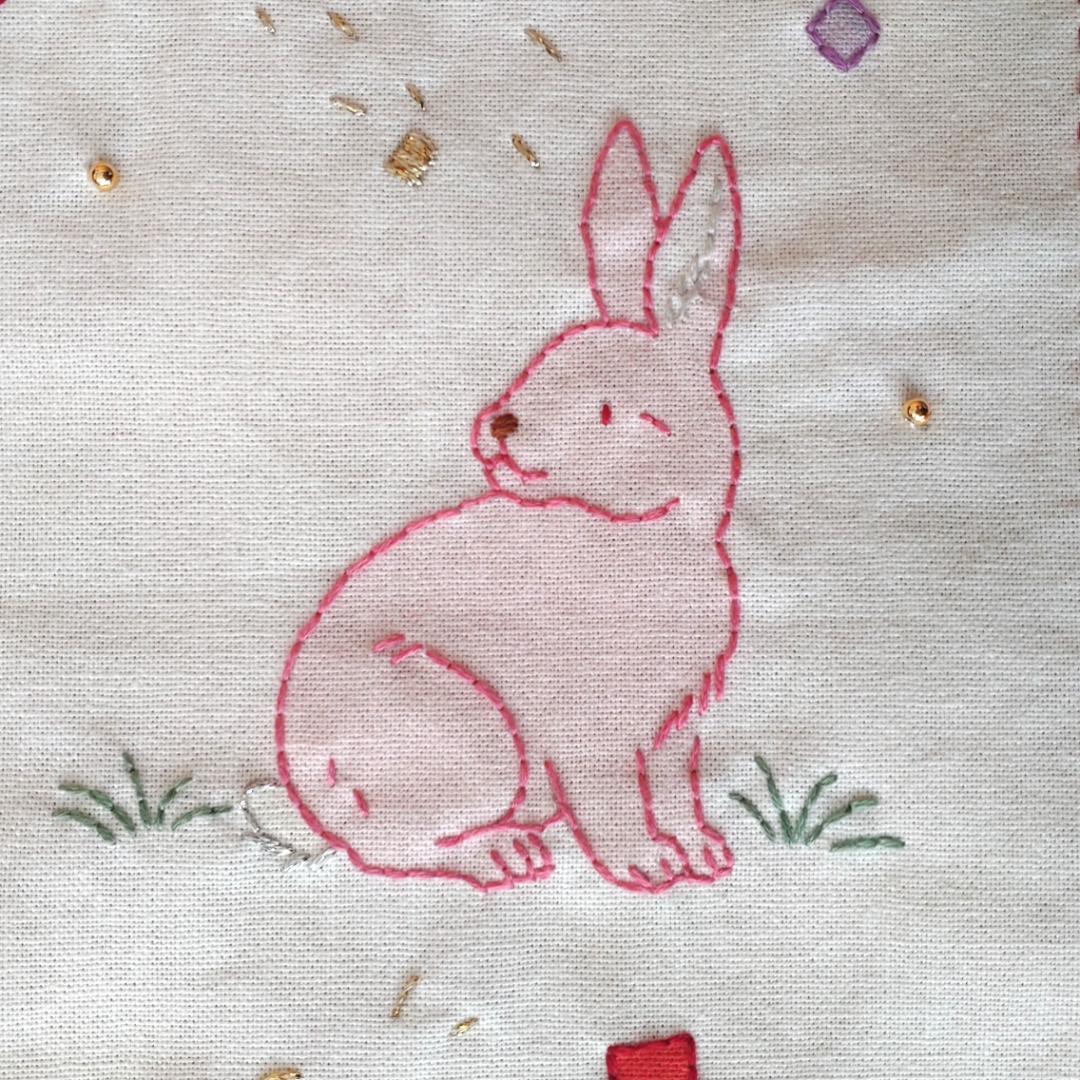 【完成品】ステッチクロス＜十二支の動物たち＞ 約60×47cm