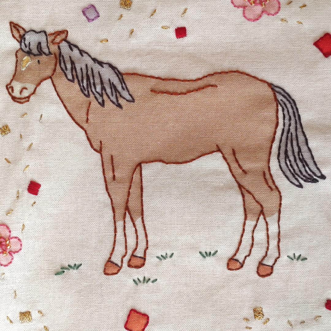 【完成品】ステッチクロス＜十二支の動物たち＞ 約60×47cm