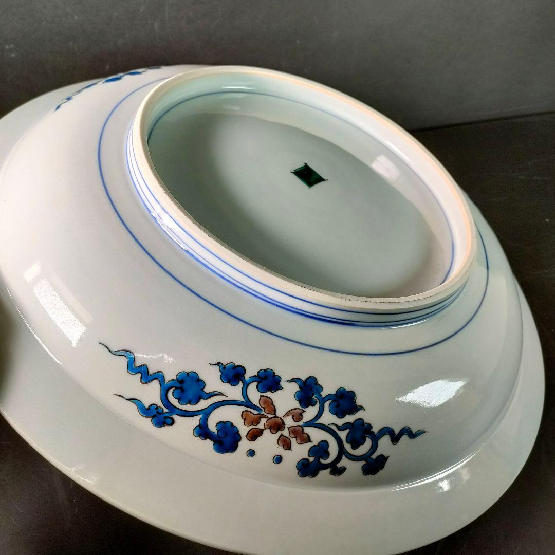 C30-2/九谷焼/山岸政明/獅子の図飾皿/共箱/飾皿/盛皿/大皿/懐石道具