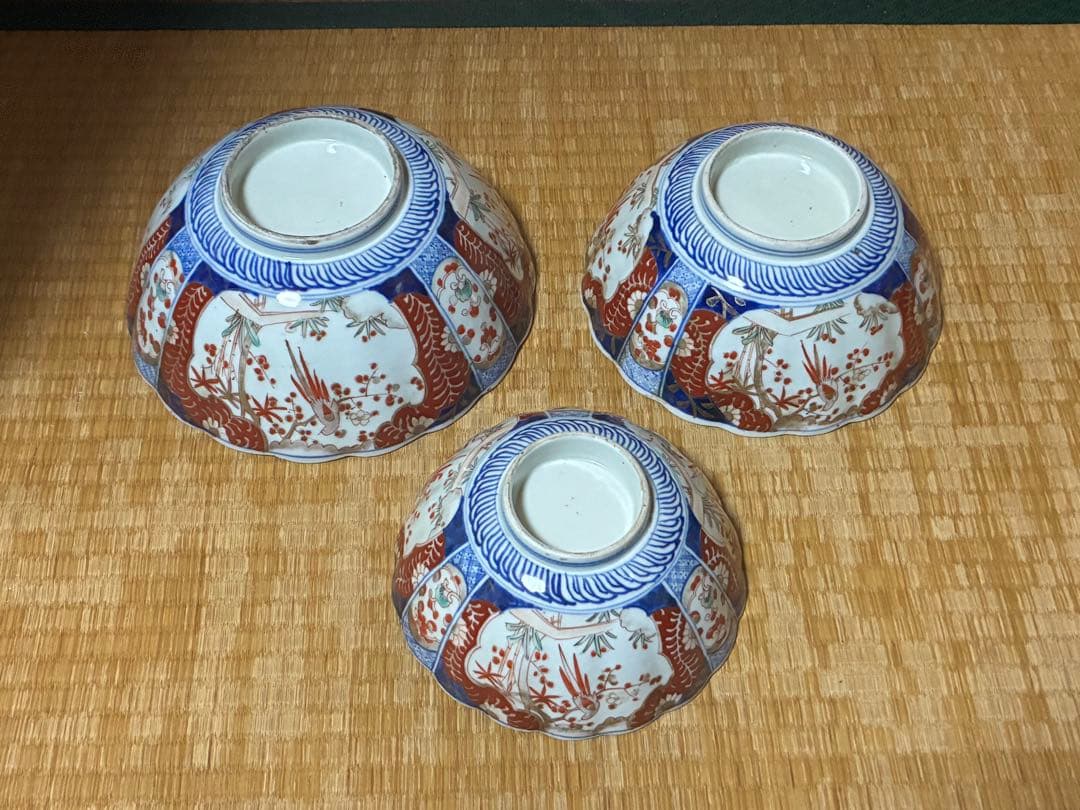 古伊万里 色絵 金彩 花鳥紋 三ツ組鉢