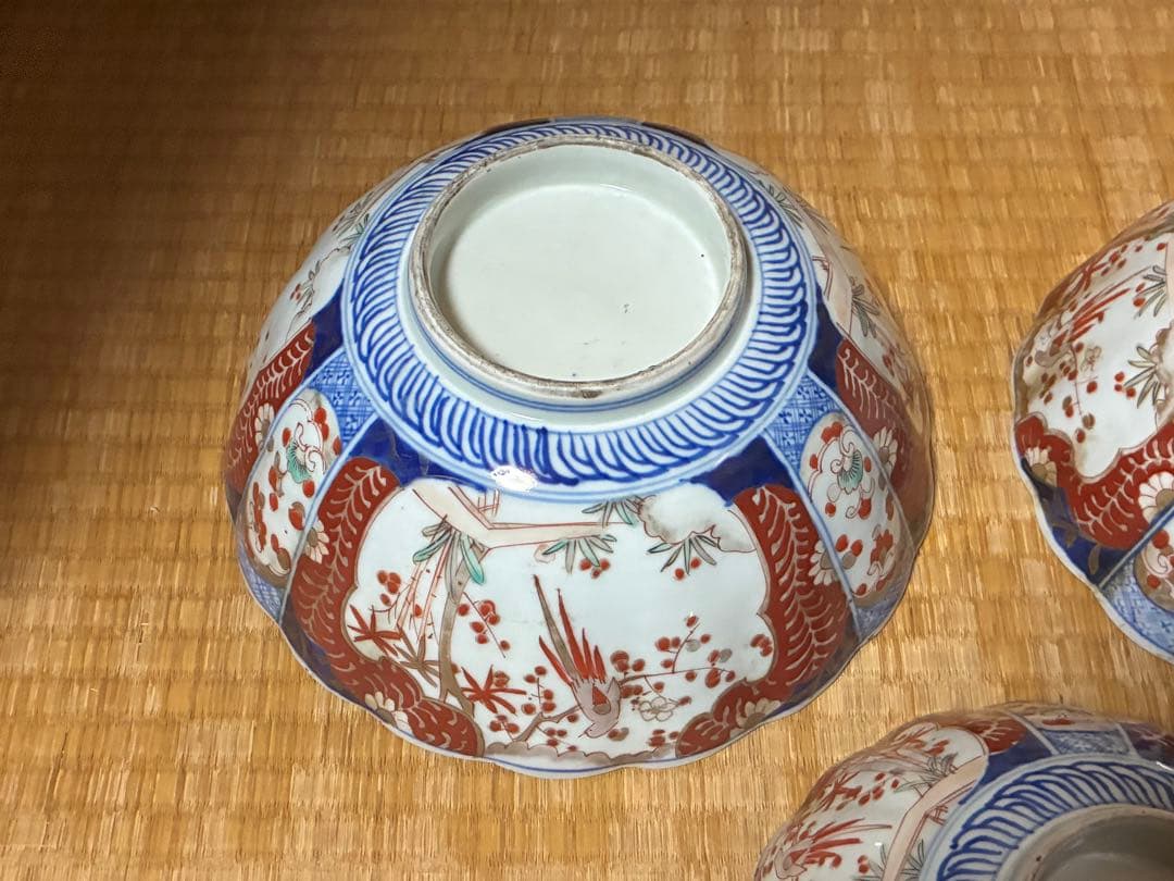 古伊万里 色絵 金彩 花鳥紋 三ツ組鉢