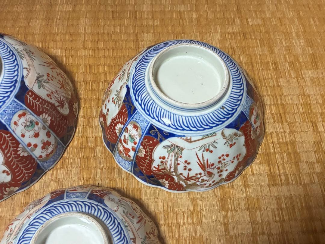 古伊万里 色絵 金彩 花鳥紋 三ツ組鉢