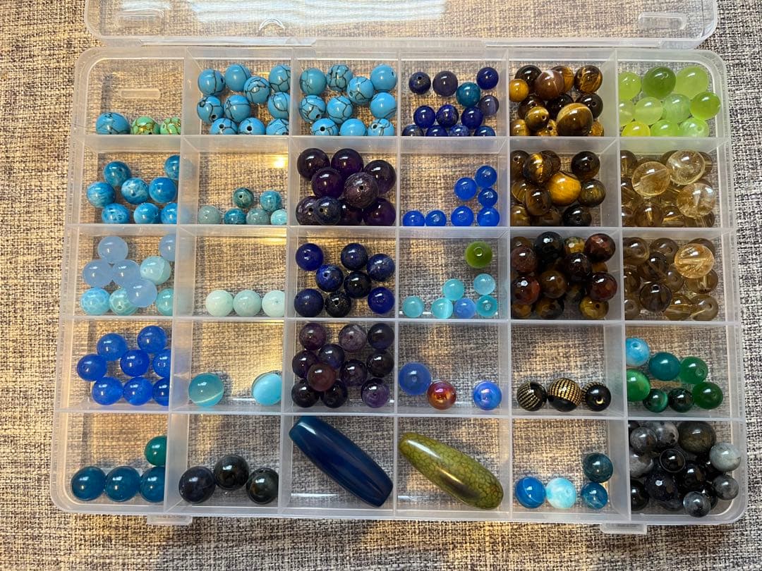 天然石ビーズ大量まとめ売り約500粒ターコイズ、タイガーアイ他