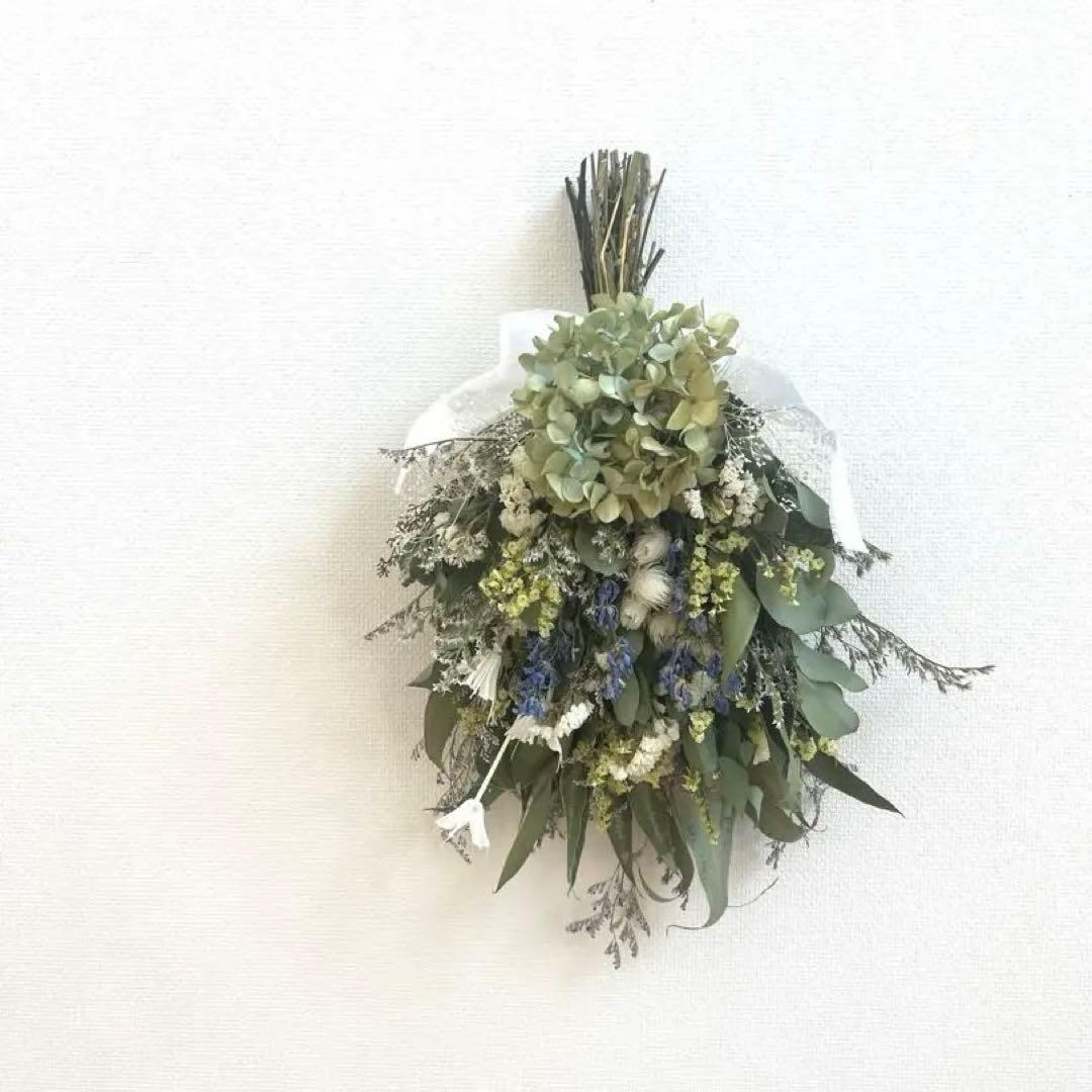 ♡ドライフラワー♡初夏の爽やかスワッグ♡秋色紫陽花のスワッグ♡