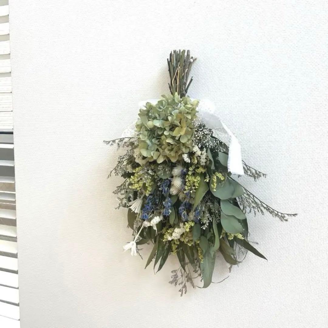 ♡ドライフラワー♡初夏の爽やかスワッグ♡秋色紫陽花のスワッグ♡