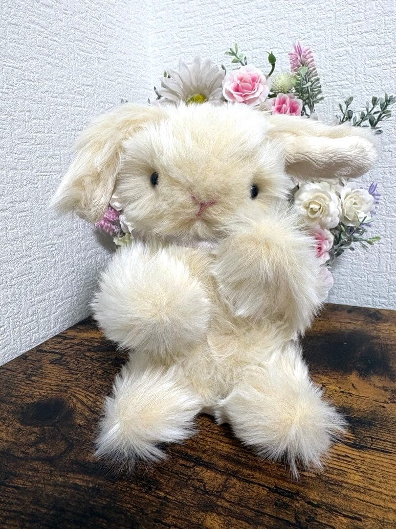 ハンドメイドぬいぐるみ ベージュたれ耳うさぎ ちいさめ 寄り添ううさぎ 一点もの