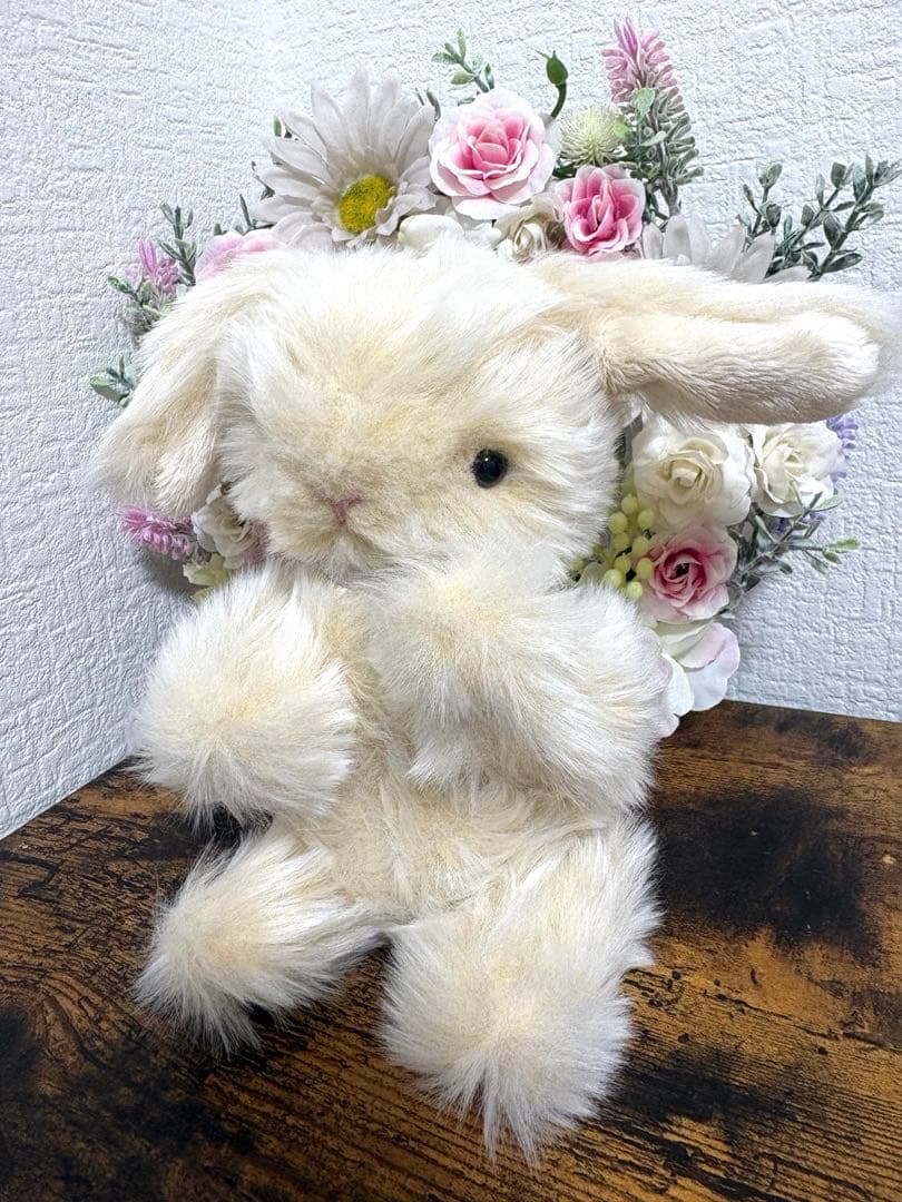 ハンドメイドぬいぐるみ ベージュたれ耳うさぎ ちいさめ 寄り添ううさぎ 一点もの