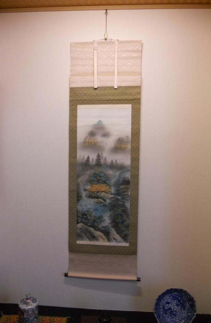 掛け軸 桜井浩堂 四神山水図 絹本 希少 軸装 茶道具 掛軸 です。