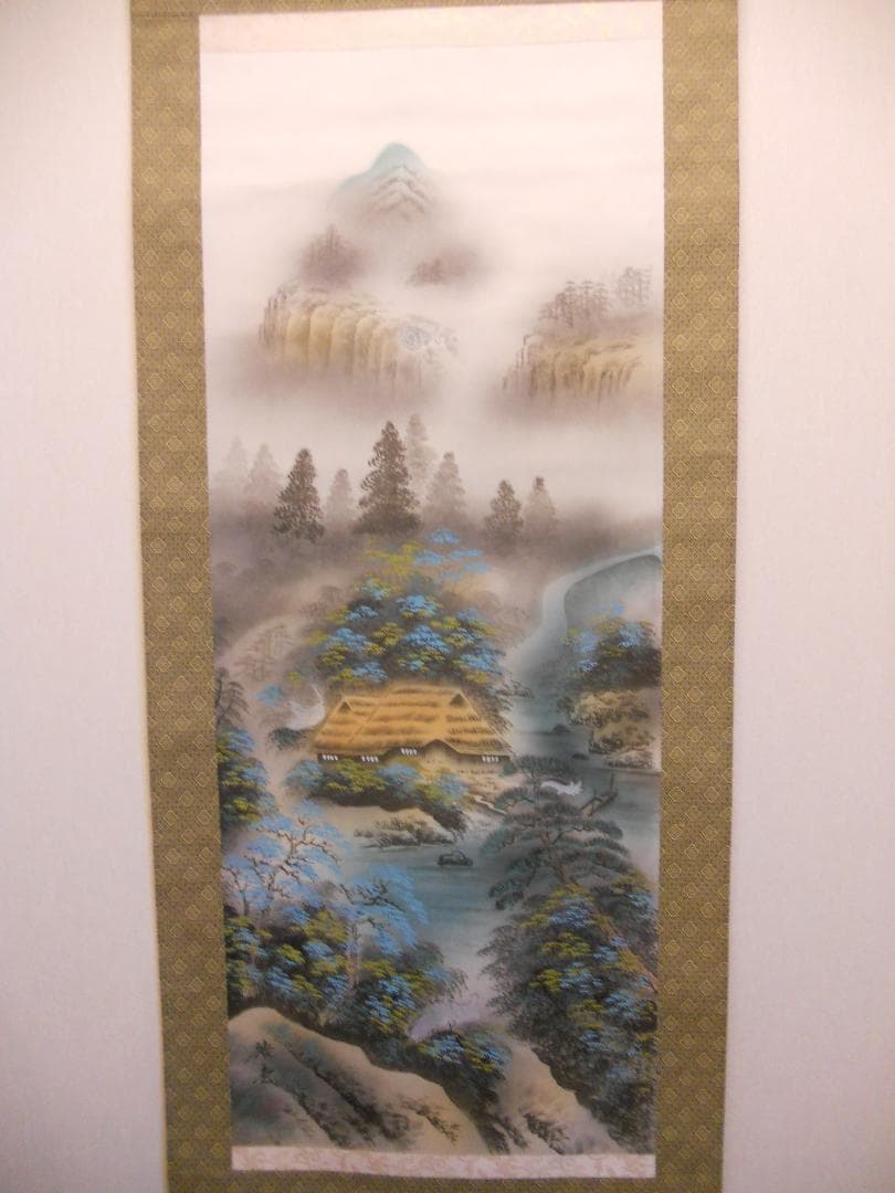 掛け軸 桜井浩堂 四神山水図 絹本 希少 軸装 茶道具 掛軸 です。