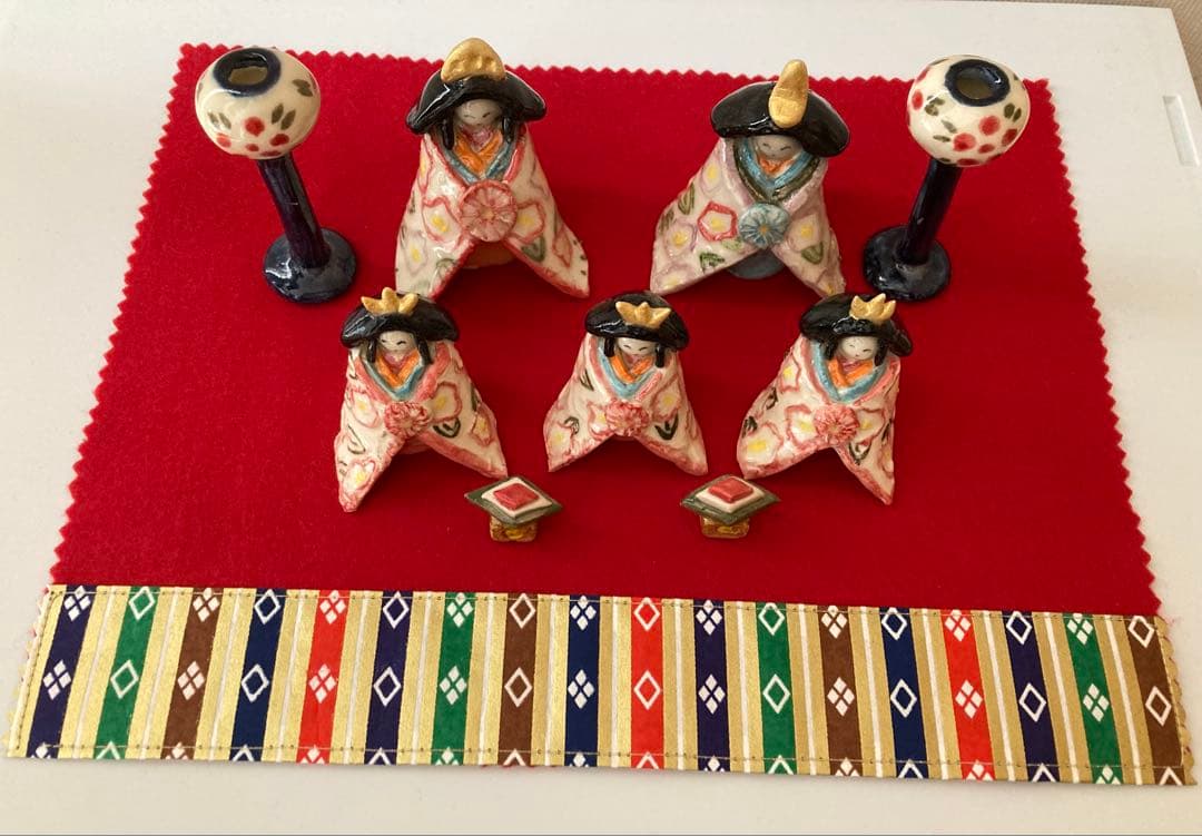 陶器　ひな人形セット　ハンドメイド　陶芸作品