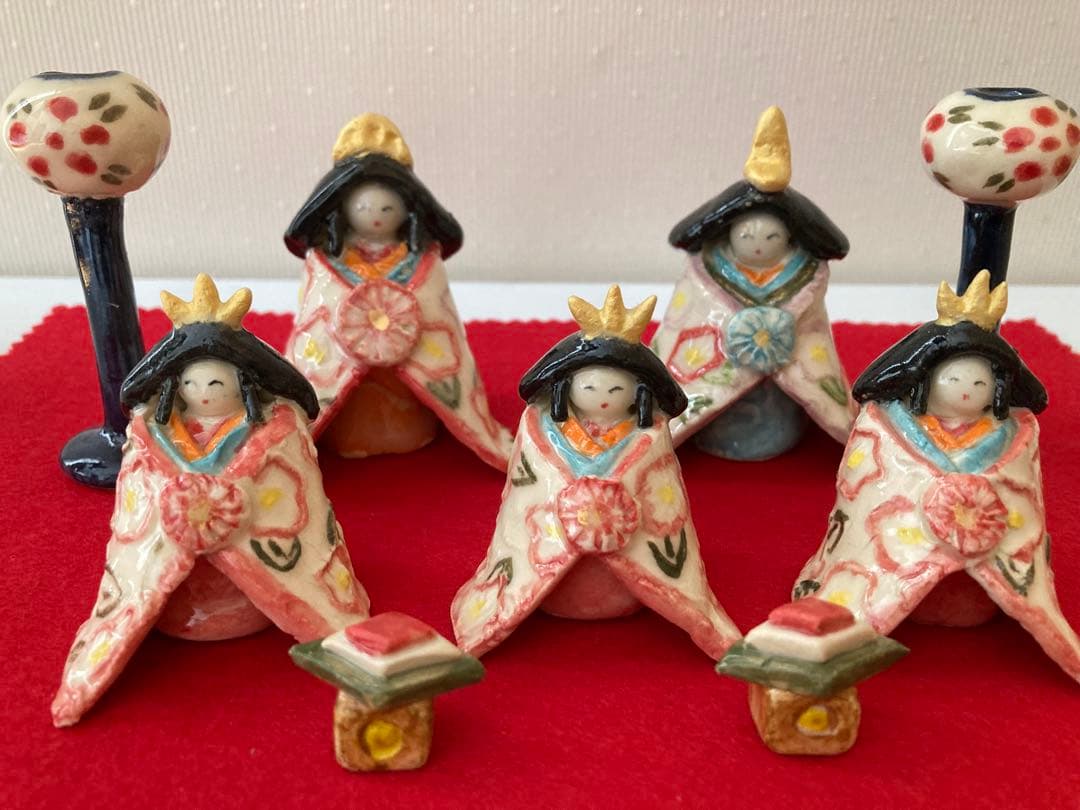 陶器　ひな人形セット　ハンドメイド　陶芸作品