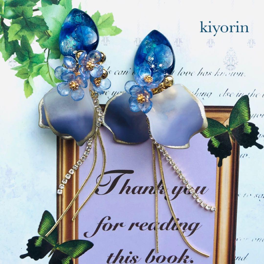 1519 ドレスアップフラワー　ハンドメイド　イヤリング