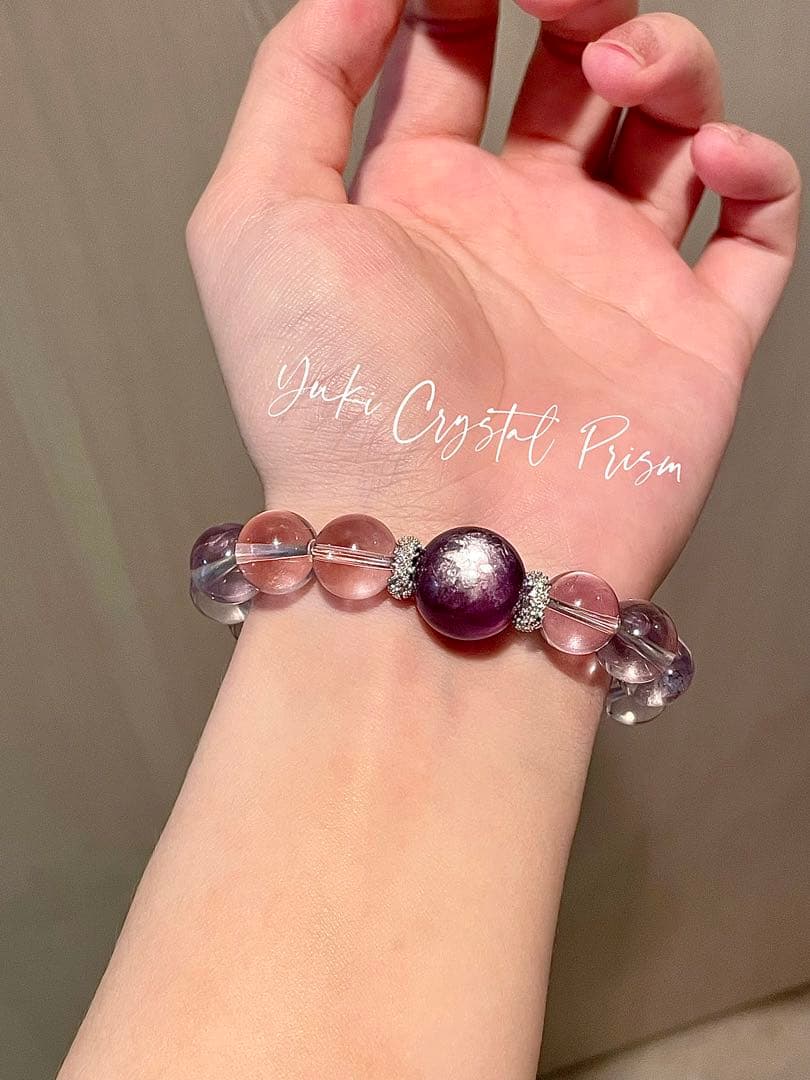 高品質ボリビア産アメジスト×紫レピドライト 天然石ブレスレット
