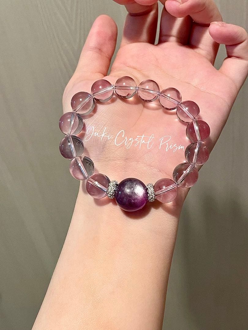 高品質ボリビア産アメジスト×紫レピドライト 天然石ブレスレット