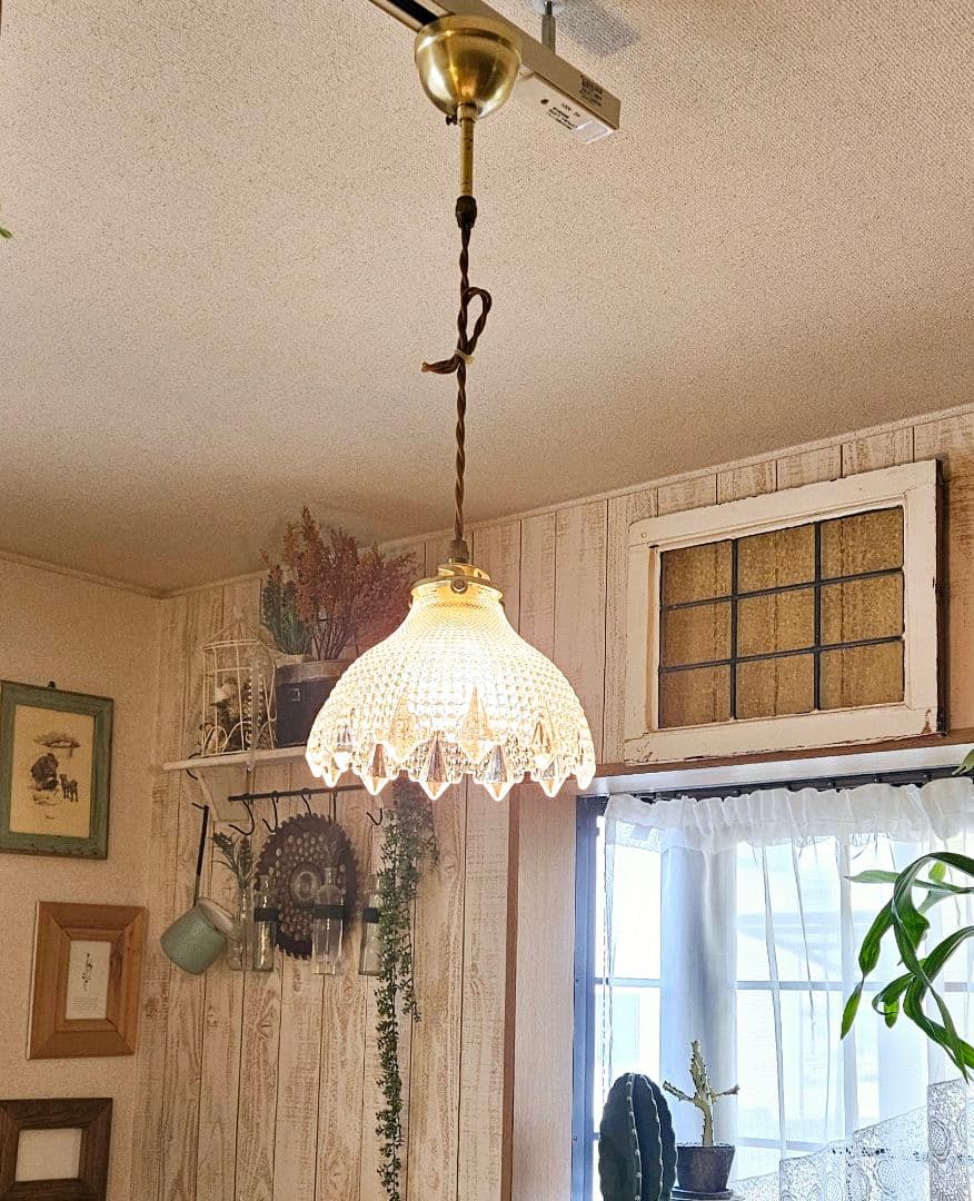 アンティーク レトロ ガラスシェード ペンダントライト