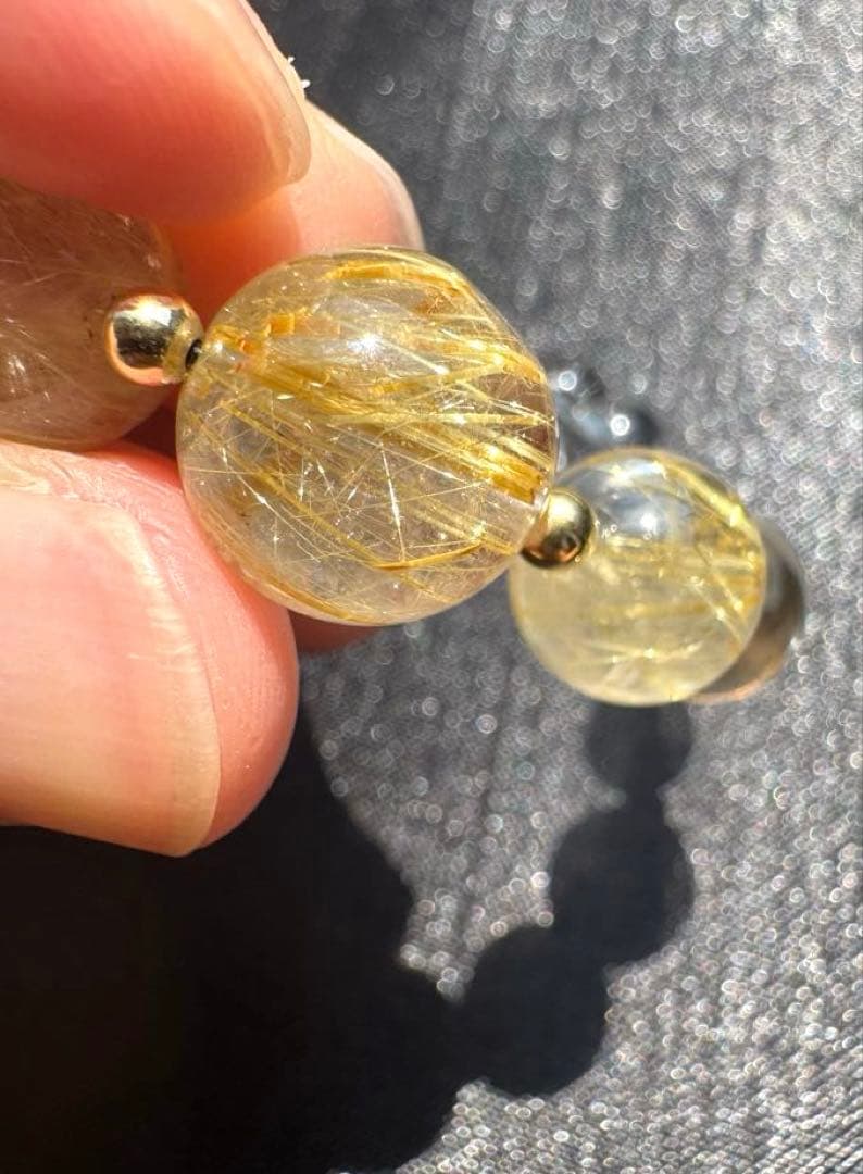 【AAAクラス】【14k】【破格】【ゴールドルチル】【染色無し本物】金運