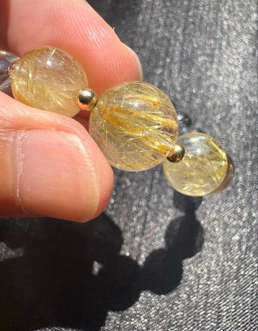 【AAAクラス】【14k】【破格】【ゴールドルチル】【染色無し本物】金運