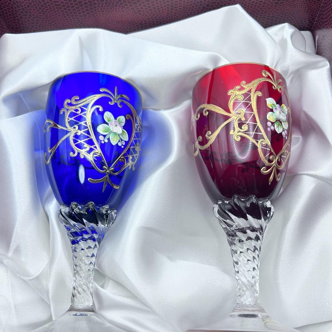 ムラーノ Murano ベネチアングラス ワイングラス ペアセット 24金