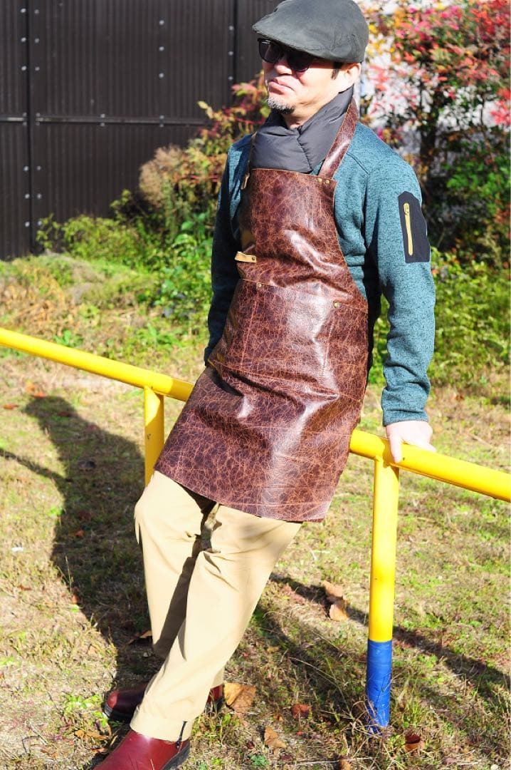 本革　エプロン　美容師向け　DIYバーベキュー　軽量型