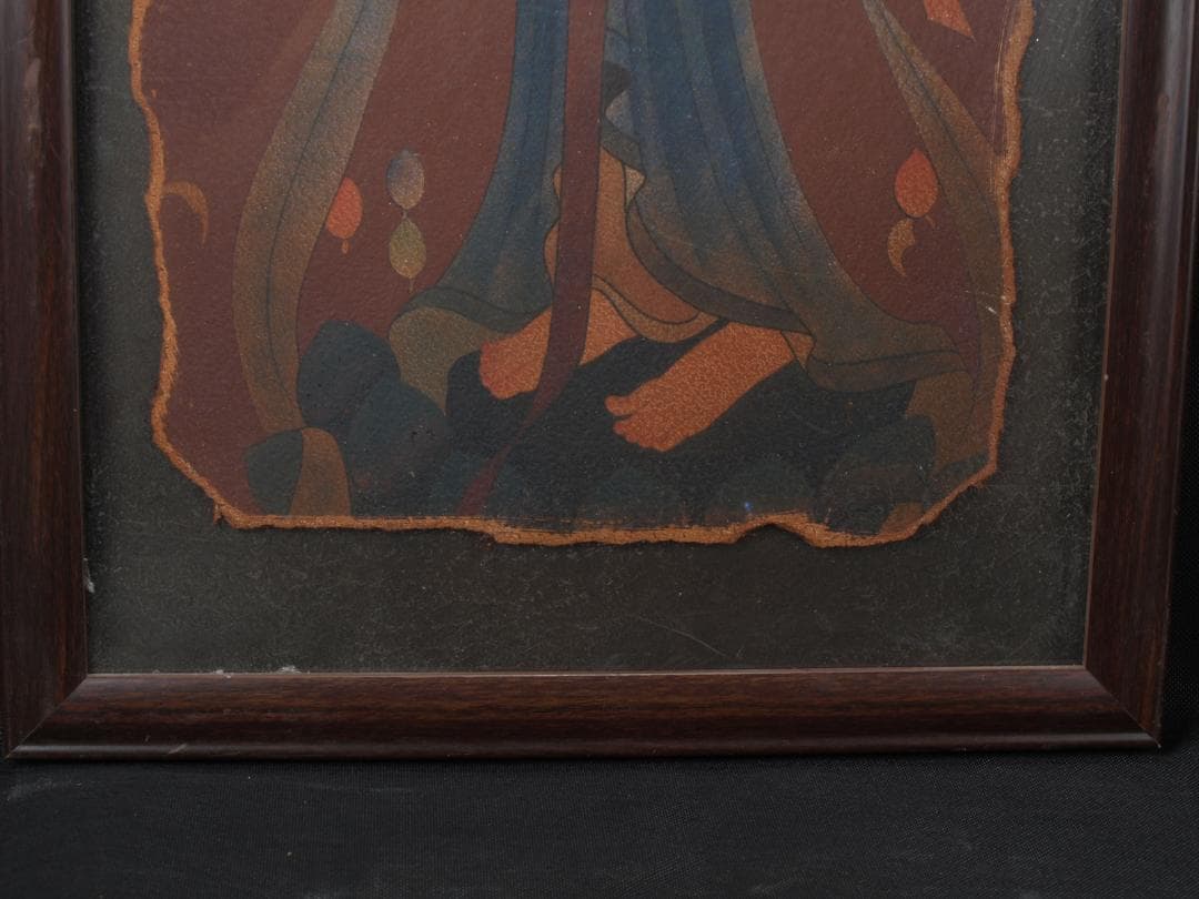 中国唐時代　敦煌莫高窟壁画 彩絵　人物像 発掘品 AK1724A10-4