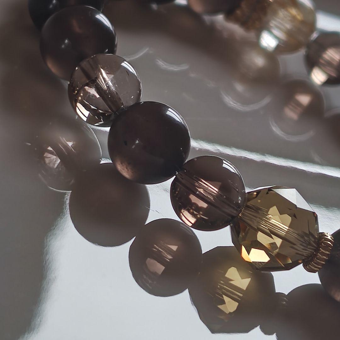 専用♡新作♡珈琲カラー　秋色ブレス ゴールドルチル、ウイスキークオーツ極上カット