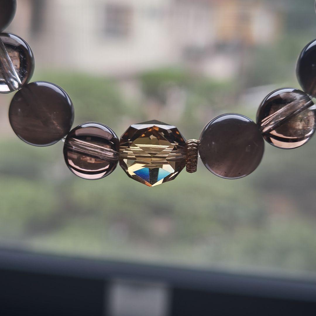 専用♡新作♡珈琲カラー　秋色ブレス ゴールドルチル、ウイスキークオーツ極上カット