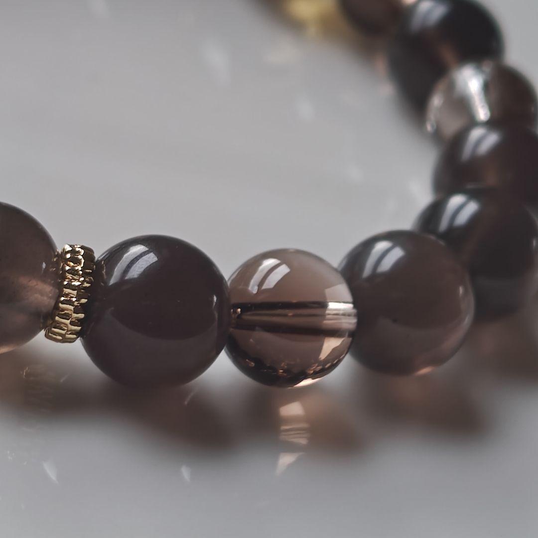 専用♡新作♡珈琲カラー　秋色ブレス ゴールドルチル、ウイスキークオーツ極上カット