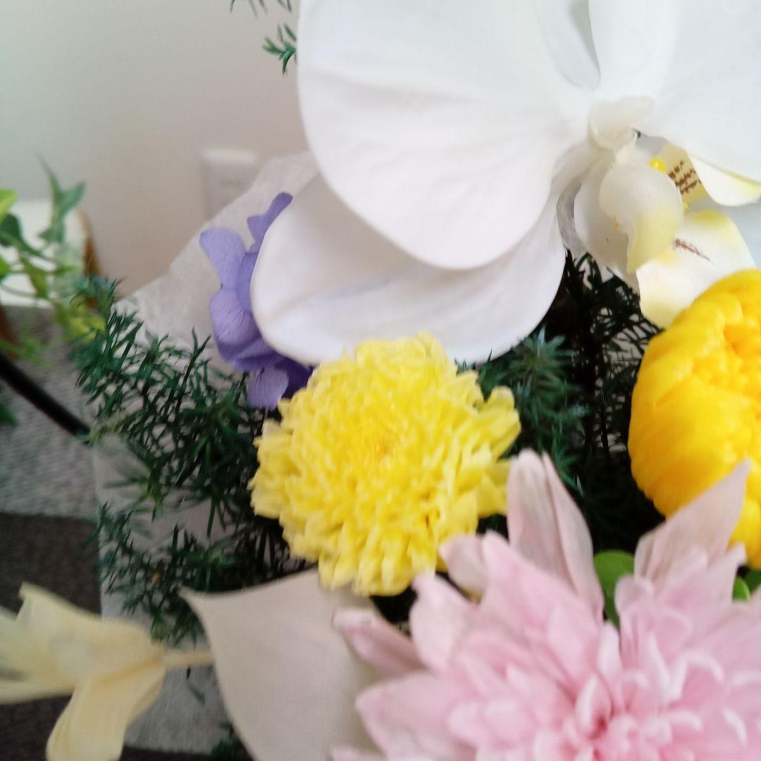 プリザーブドフラワー仏花　かご花アレンジ　お供え花　お彼岸　命日　一周忌