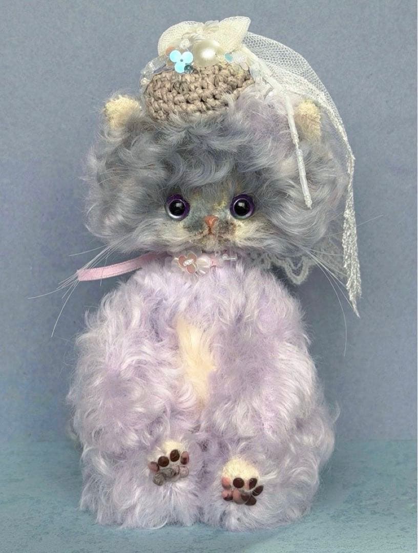 美しい優雅仔猫 アーティストベア 海外作家様 ハンドメイド ぬいぐるみ