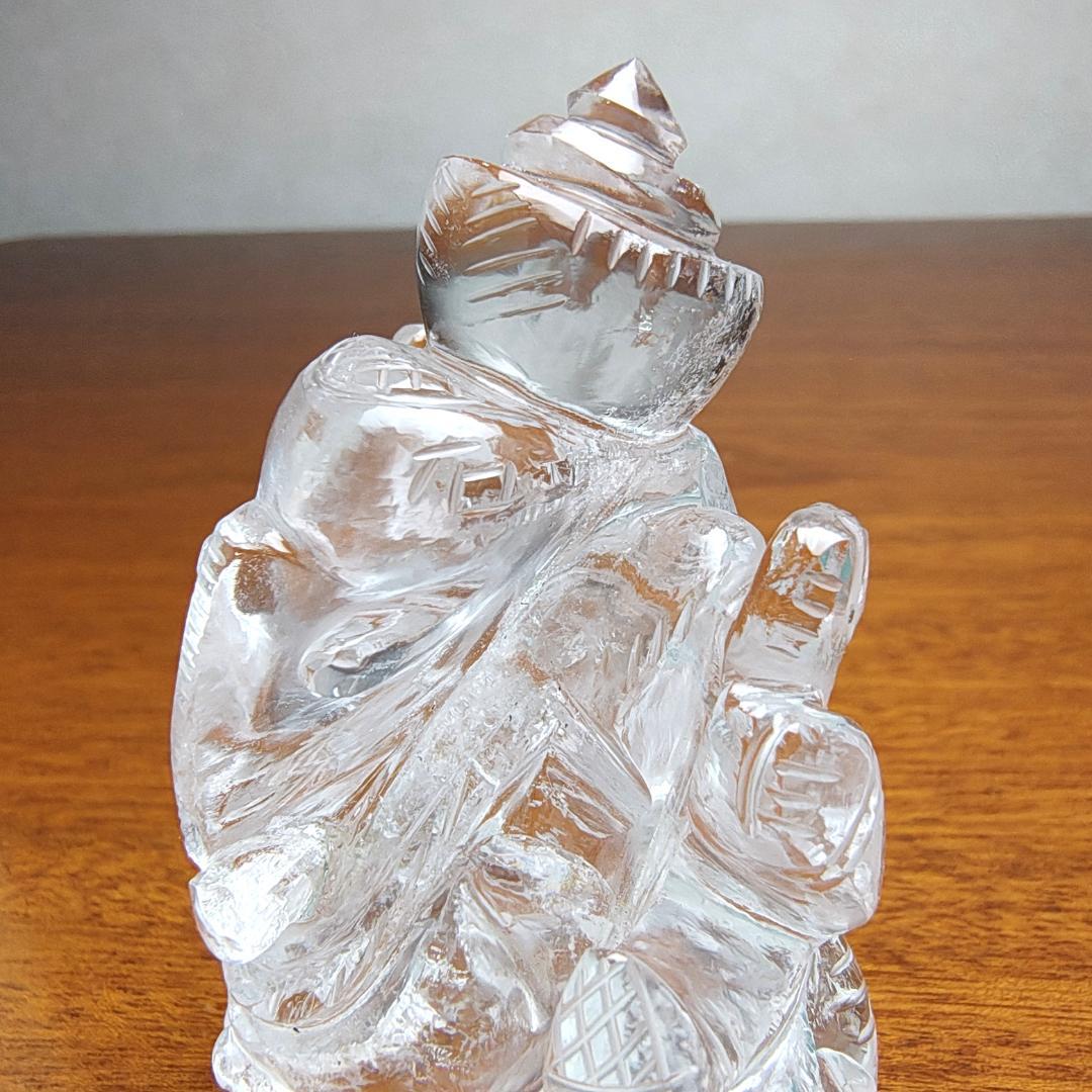 【No,5】ネパール ヒマラヤ水晶製 インドの神様 ガネーシャ立像 金運成就