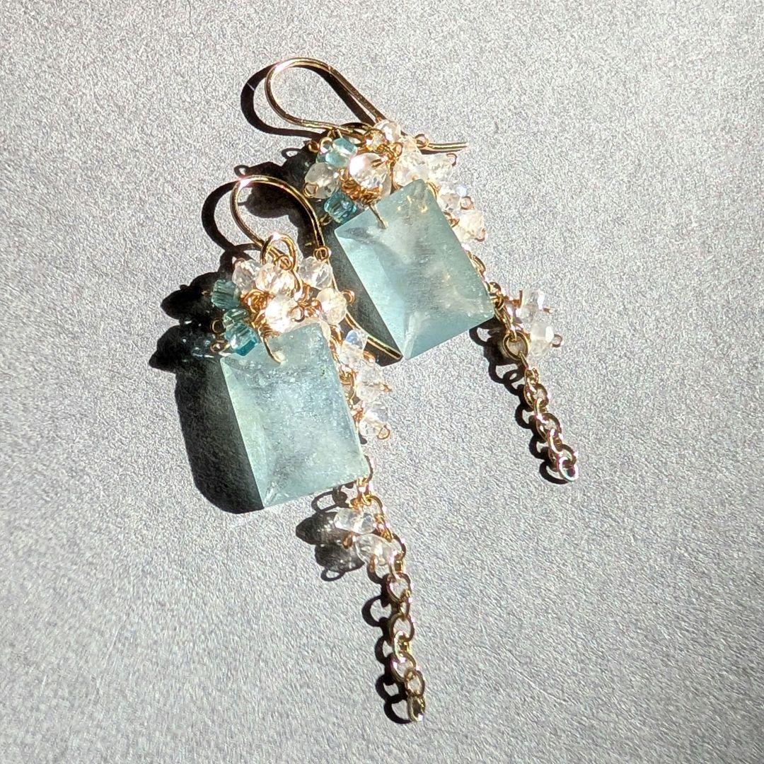 シンデレラアクアマリン 2wayピアス