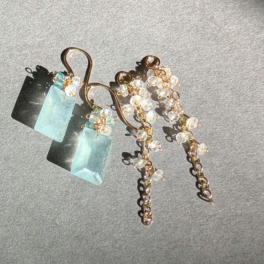 シンデレラアクアマリン 2wayピアス