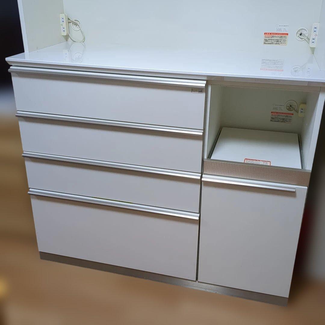 綾野製作所　食器棚 W120 引き出し式 ホワイト　白　3/20まで