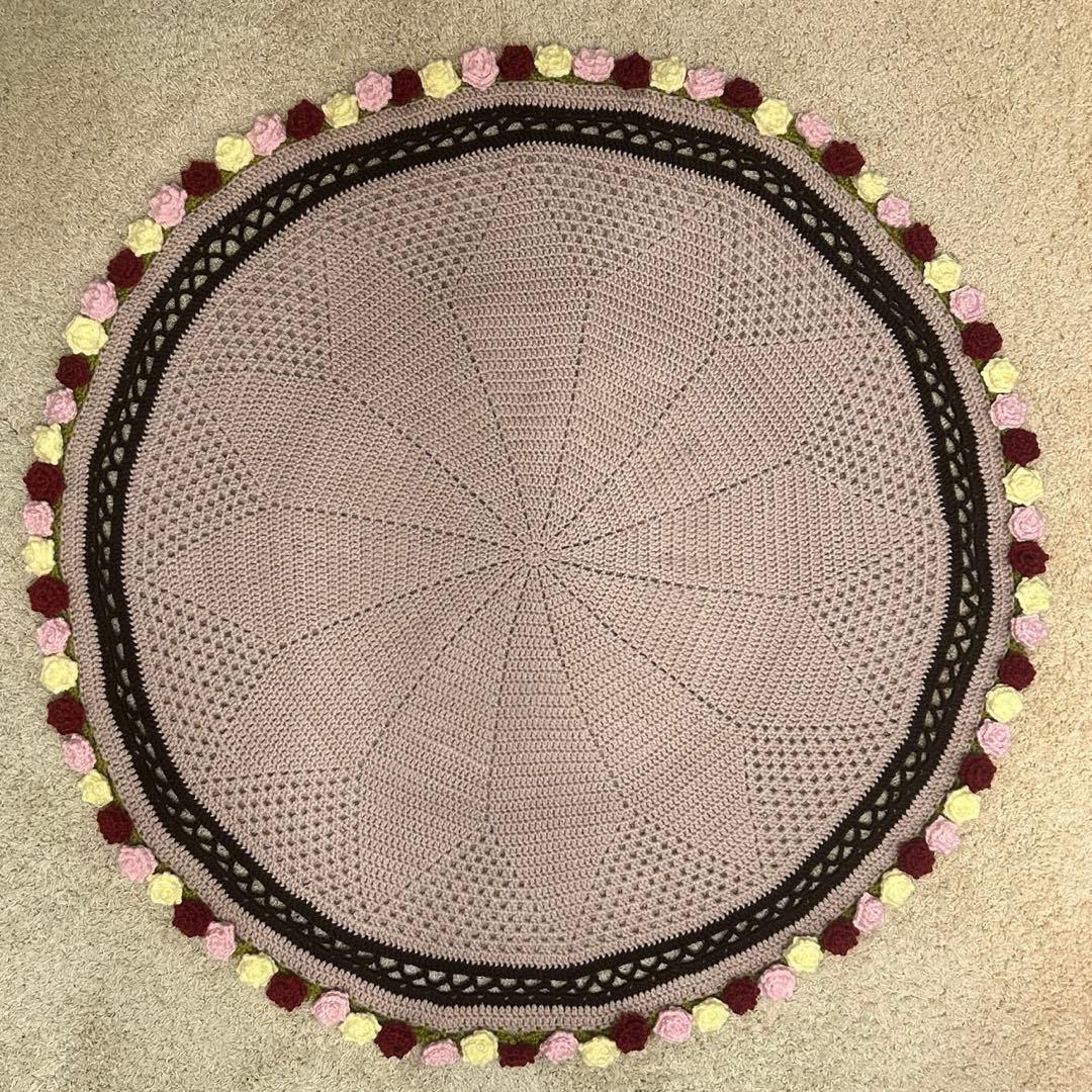 花束ブーケブランケット　編み物　ハンドメイド　90個のバラ　113cm