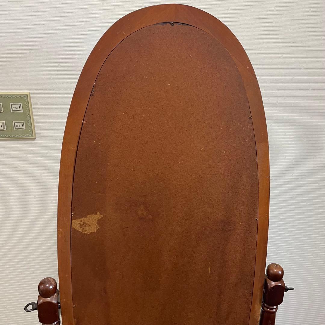 アンティーク調 オーバル型 ヴィンテージ レトロ スタンドミラー 木製 姿鏡