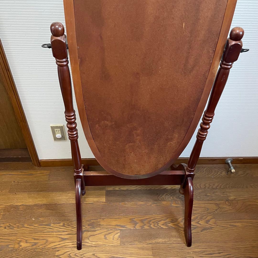 アンティーク調 オーバル型 ヴィンテージ レトロ スタンドミラー 木製 姿鏡