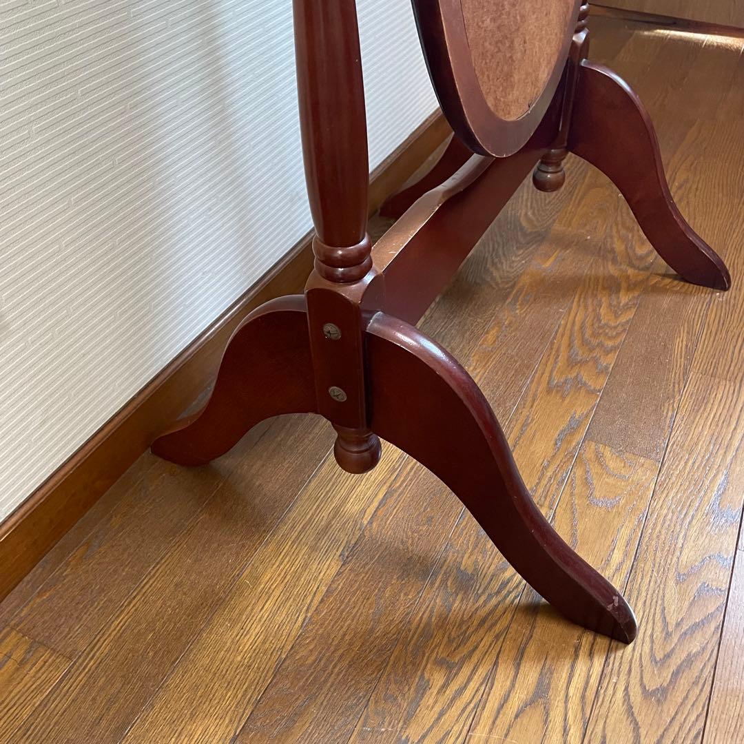 アンティーク調 オーバル型 ヴィンテージ レトロ スタンドミラー 木製 姿鏡