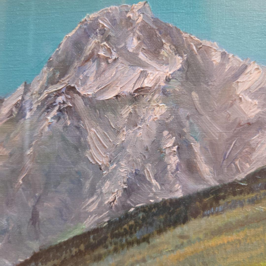 【美品】油彩画 額縁付属【白馬鑓ヶ岳】 F8 号サイズ