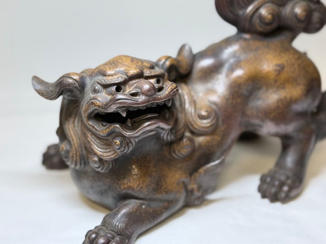 N1 備前焼 陶芸家 小西陶古 「唐獅子」置物 美術品