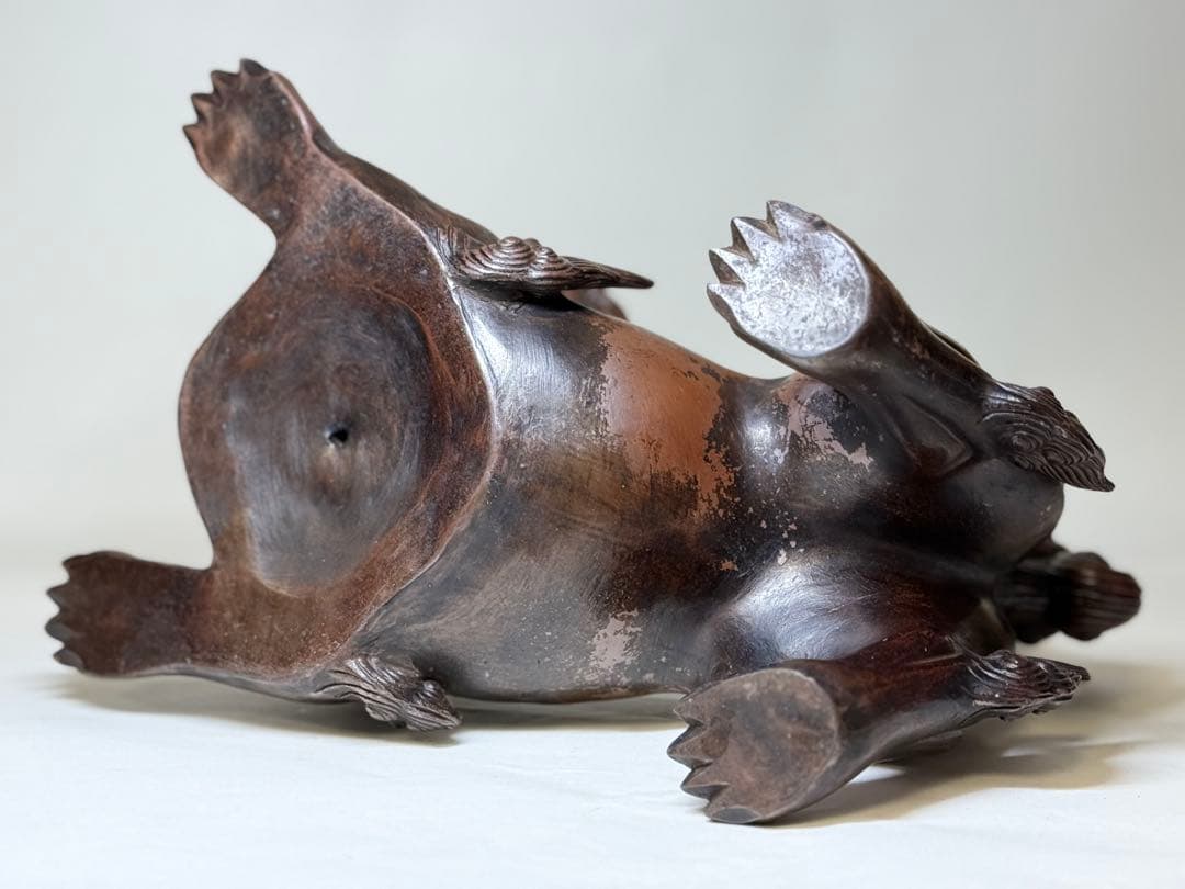 N1 備前焼 陶芸家 小西陶古 「唐獅子」置物 美術品