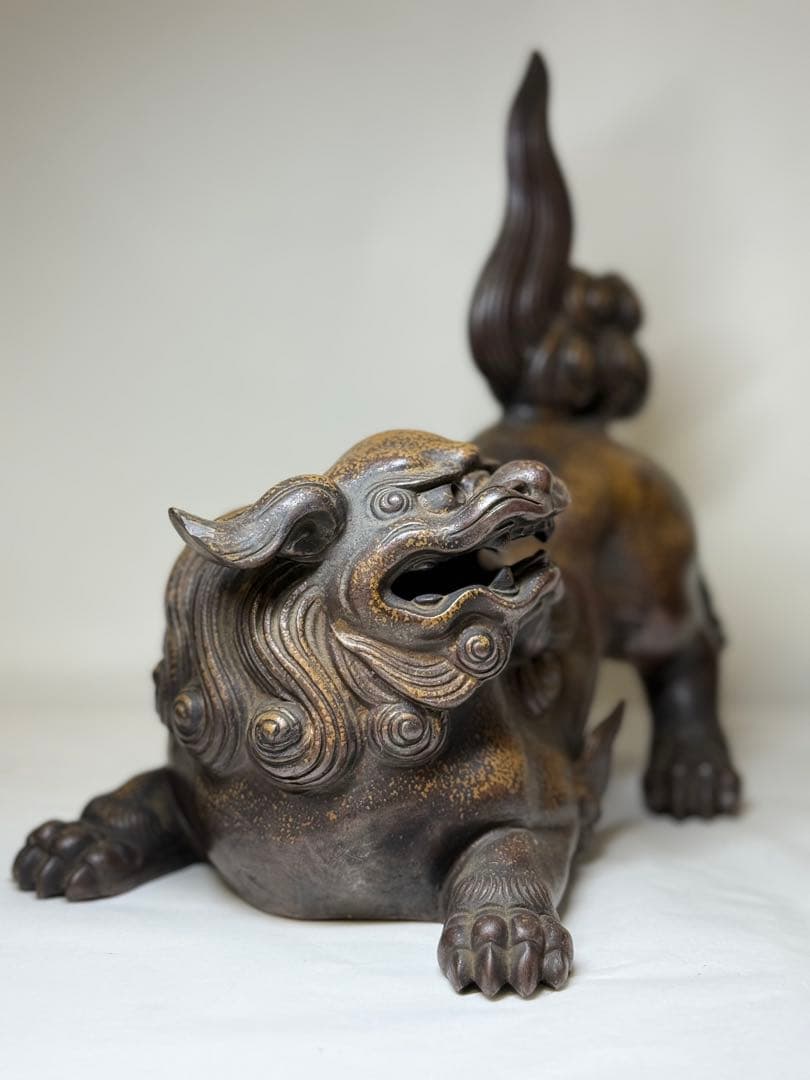 N1 備前焼 陶芸家 小西陶古 「唐獅子」置物 美術品