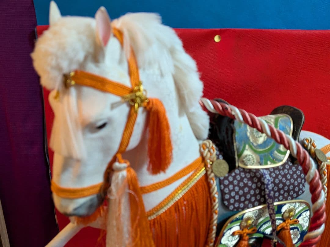 昭和時代白神馬奉書飾り馬特大サイズ全長５４Ｘ横幅２７Ｘ高さ５２センチ端午節句飾り