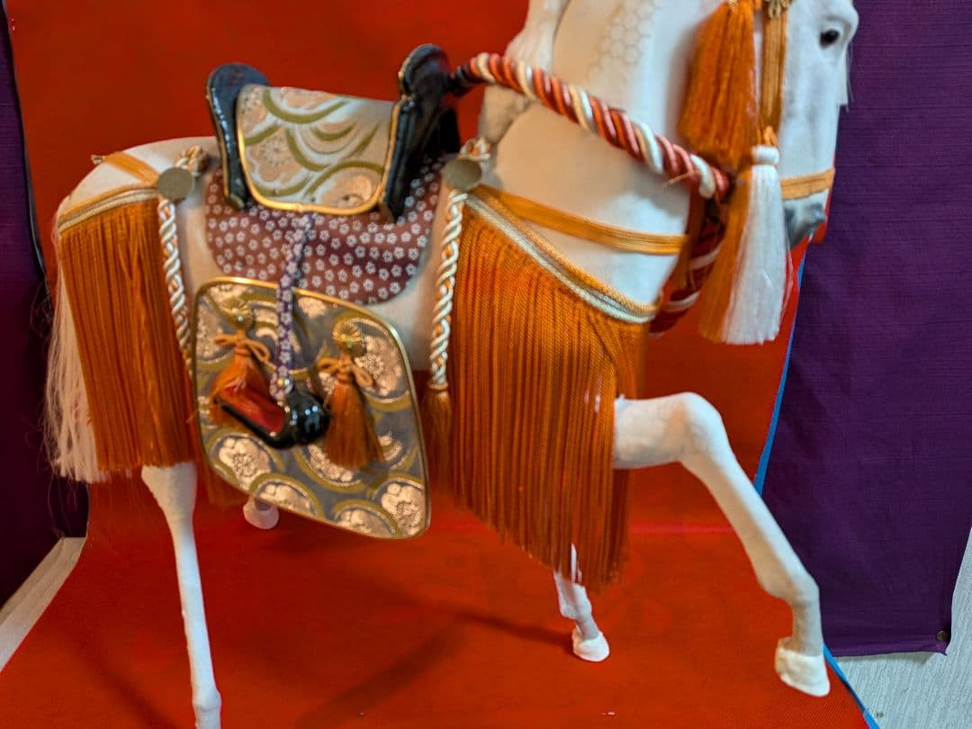 昭和時代白神馬奉書飾り馬特大サイズ全長５４Ｘ横幅２７Ｘ高さ５２センチ端午節句飾り