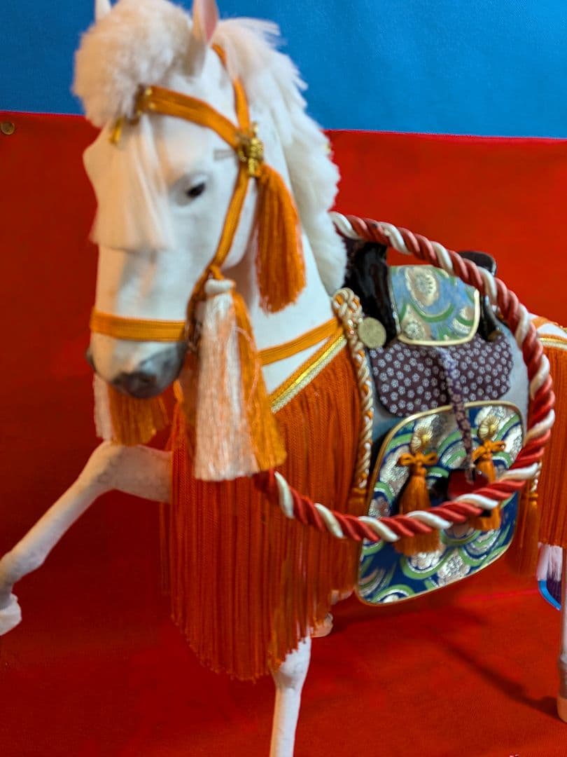 昭和時代白神馬奉書飾り馬特大サイズ全長５４Ｘ横幅２７Ｘ高さ５２センチ端午節句飾り