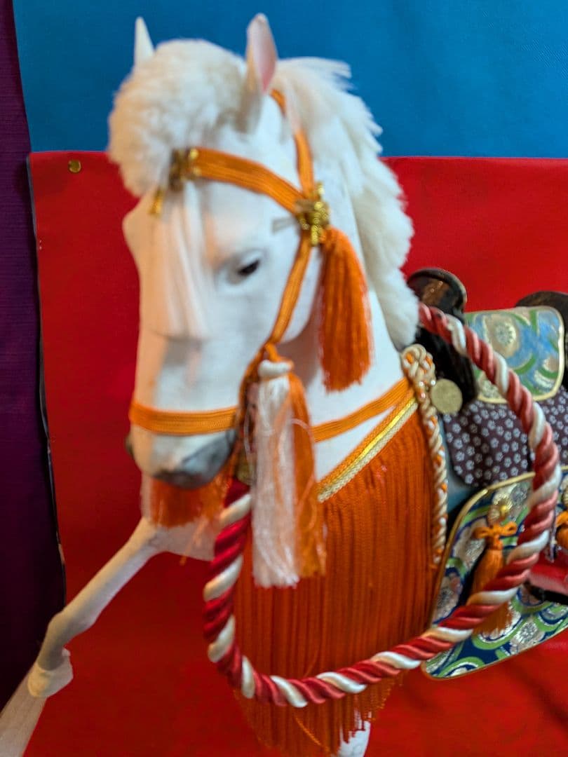 昭和時代白神馬奉書飾り馬特大サイズ全長５４Ｘ横幅２７Ｘ高さ５２センチ端午節句飾り