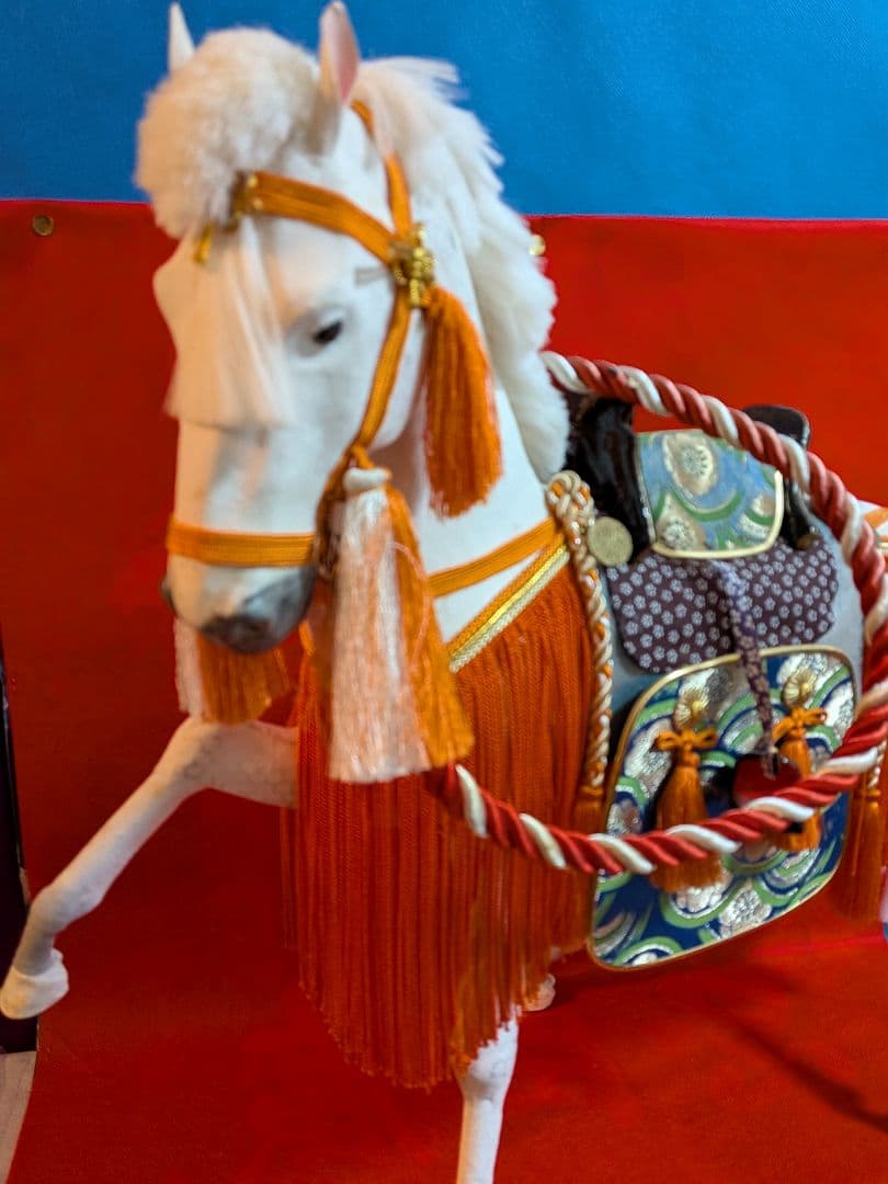昭和時代白神馬奉書飾り馬特大サイズ全長５４Ｘ横幅２７Ｘ高さ５２センチ端午節句飾り