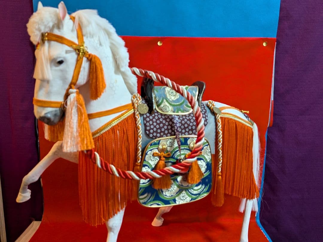 昭和時代白神馬奉書飾り馬特大サイズ全長５４Ｘ横幅２７Ｘ高さ５２センチ端午節句飾り