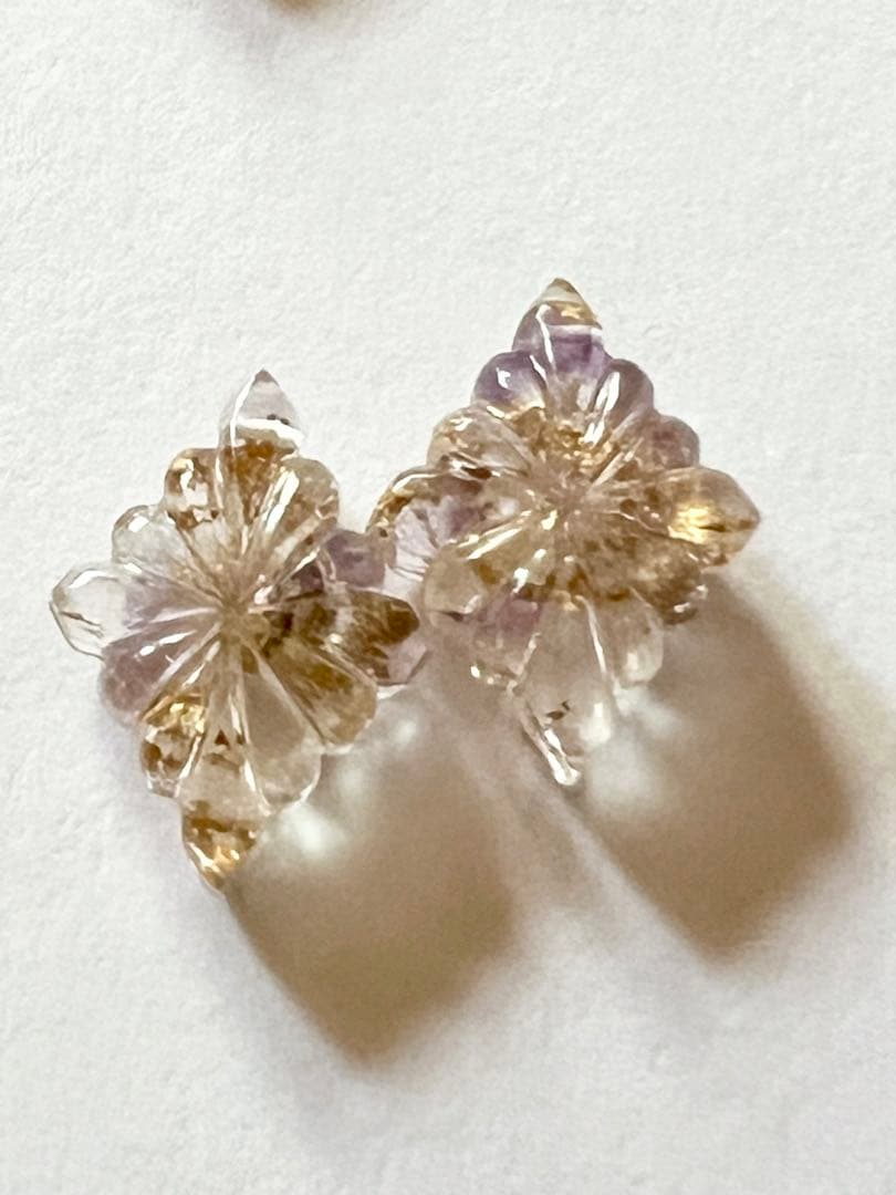 アメジスト、金箔入り　トリプレット　ローゼンジカービング