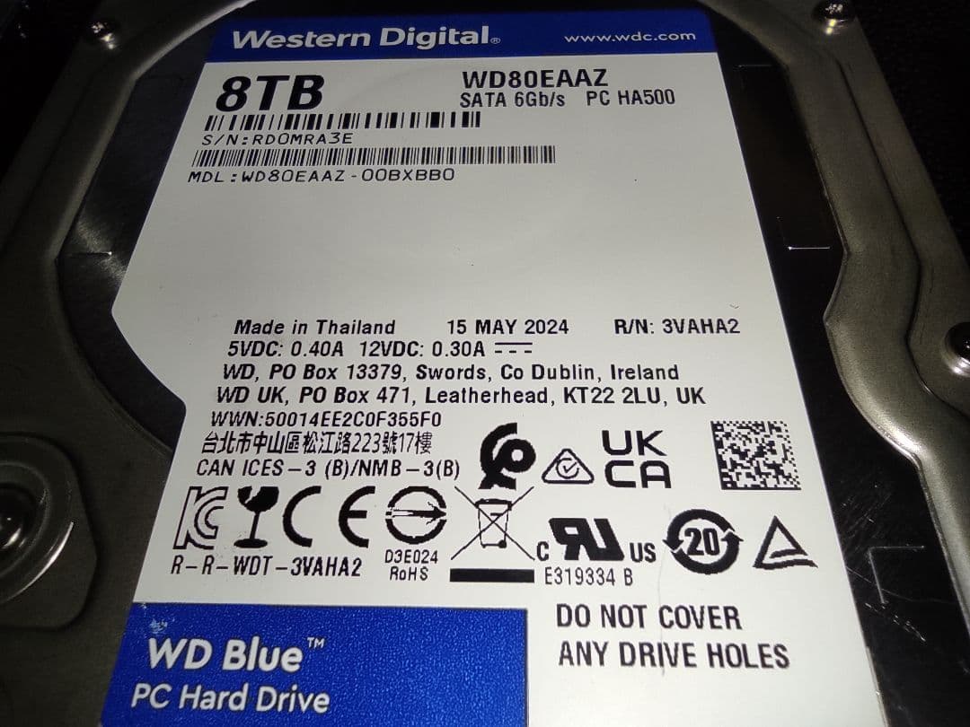 ジャンク HDD WD Blue 8TB Red 4TB