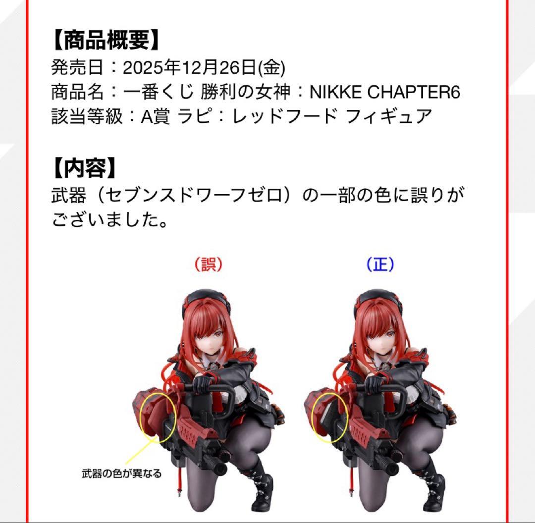M*n様 一番くじ 勝利の女神：NIKKE CHAPTER6 A賞 ラピ：レッド